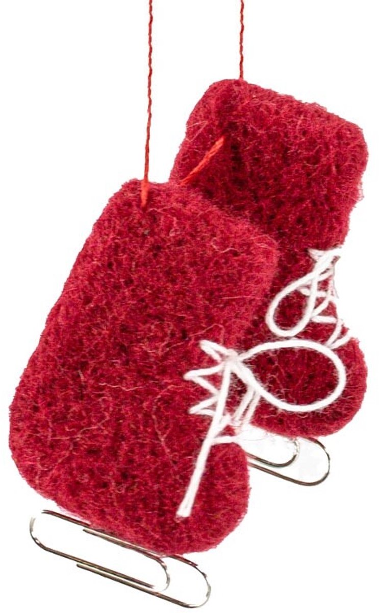 HomeBound by KY | Wollen hanger schaatsen rood | wollen hanger | kerst hanger | kerstdecoratie